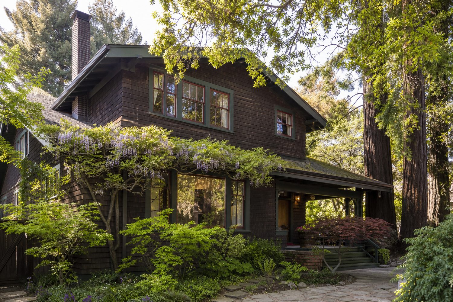 Brown shingle home in North Berkeley
