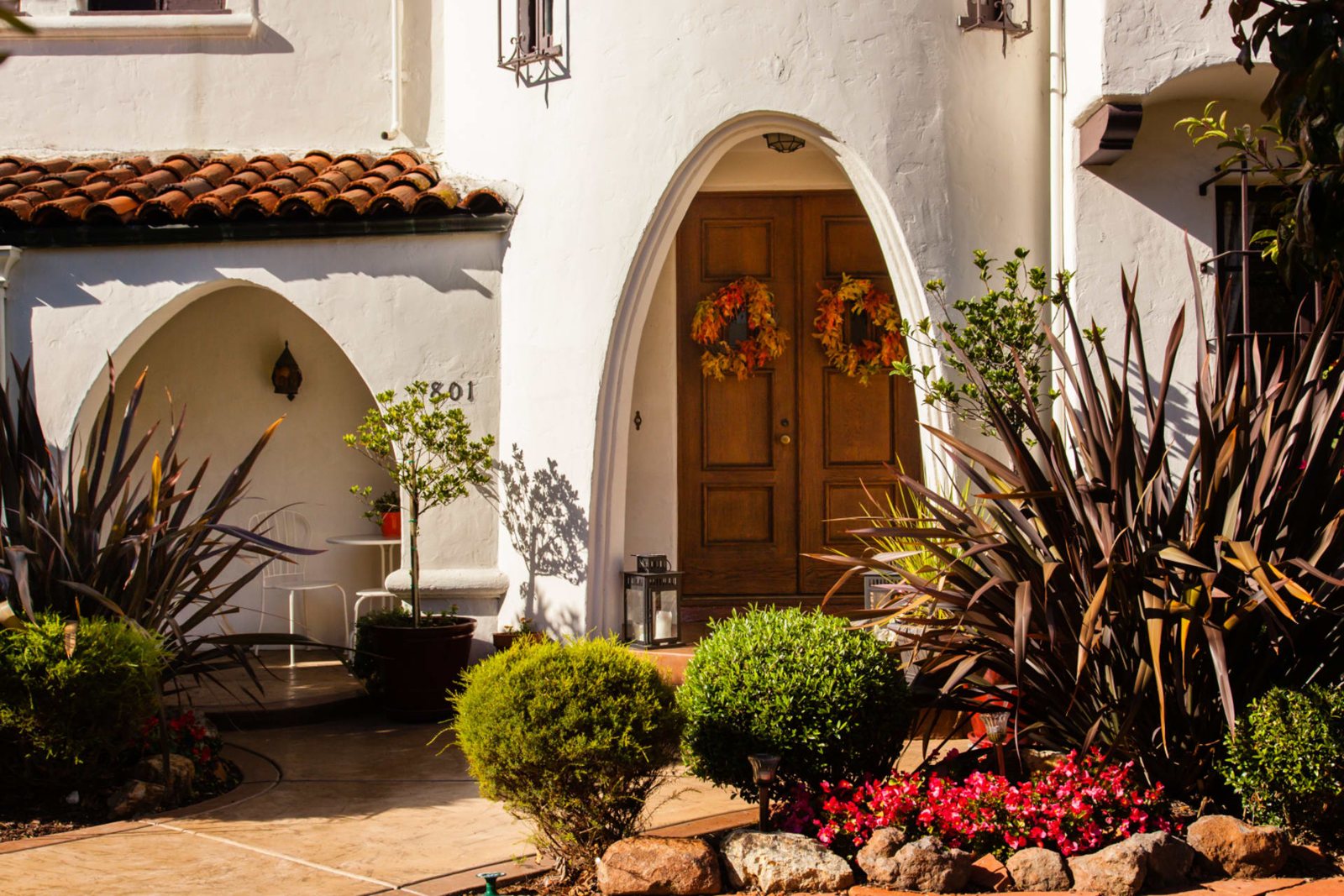 Spanish style East Bay home with arched entry